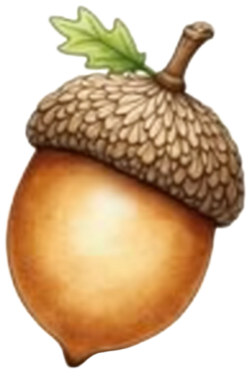 A watercolour acorn
